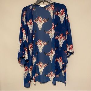 Peach Love Cattle Head Kimono Size M